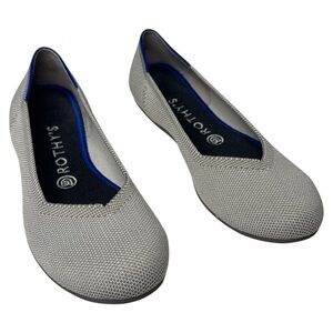 Rothy’s The Flat Flax Birdseye Gray & Cream Knit Size 8.5